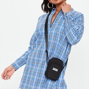 Missguided Blue Plaid Oversized Shirt Dress